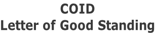 COID Letter of Good Standing